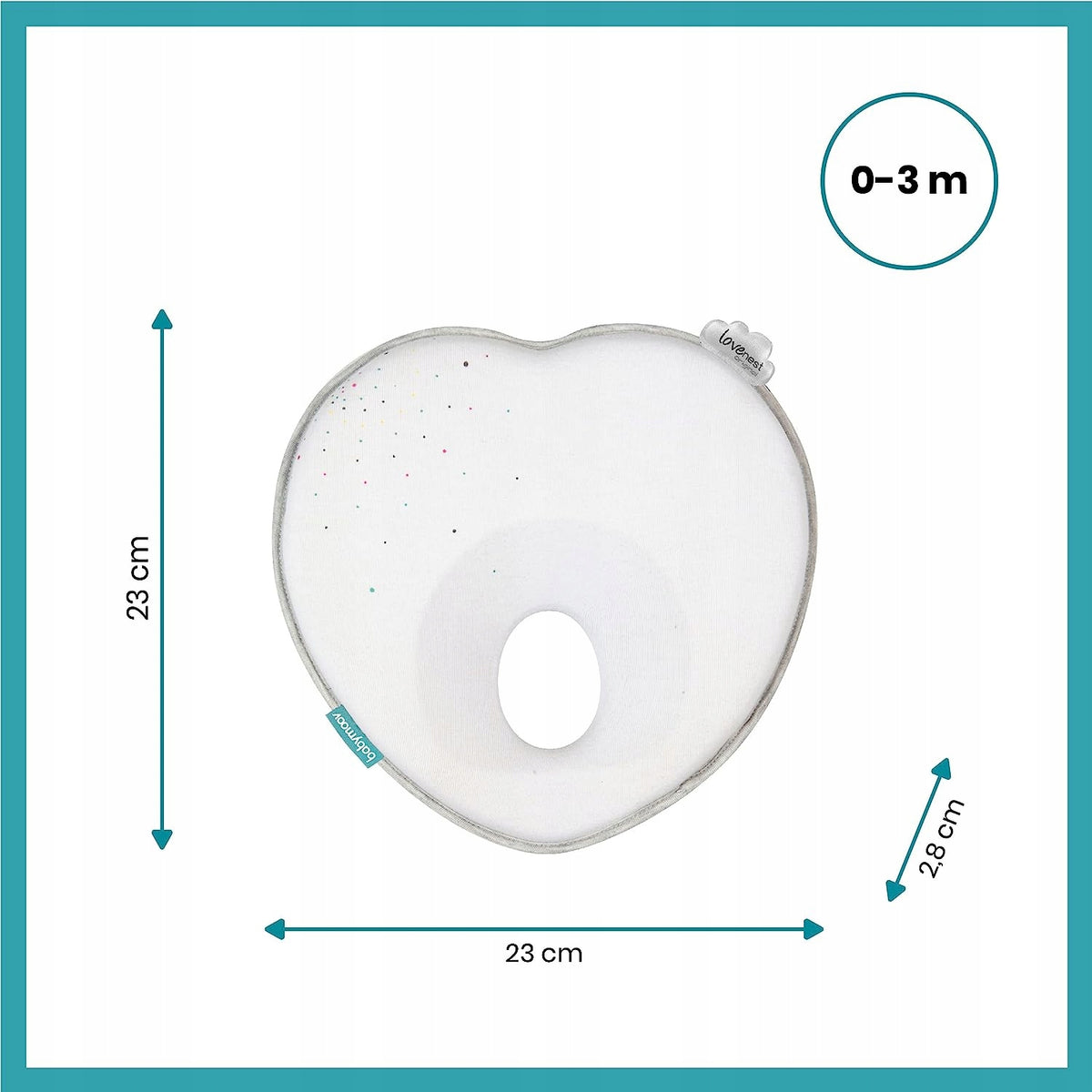 BABYMOOV Lovenest poduszka niemowlęca 0+ ORGANIC poduszka anatomiczna 23 cm, 0–3 m, bawełna organiczna