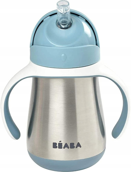 BEABA hrnek se slámkou NEPROTÉKAJÍCÍ NEREZOVÝ 250 ml