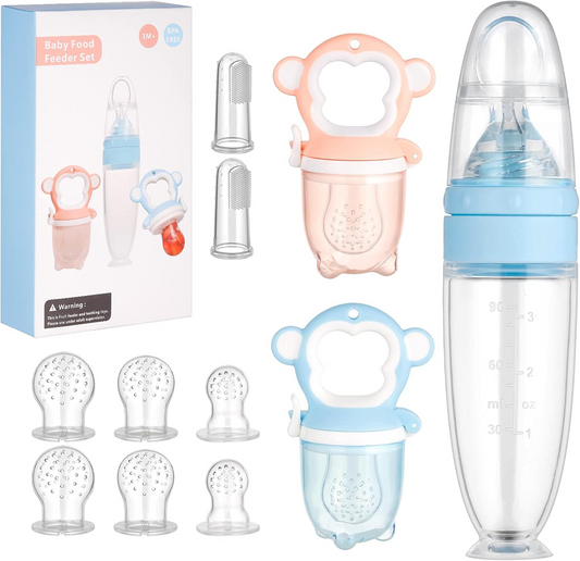 Mordedor dispensador de frutas 2 unidades 6 boquillas + cuchara 90 ml