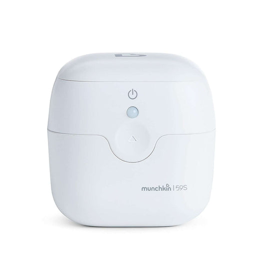 MUNCHKIN UV 59s podręczny STERYLIZATOR 7,5 cm, biały sterylizator UV do smoczków i ustników