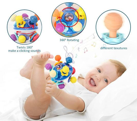 CESTAMOR OZN juguină senzorială OZN cu jucării pentru dentiție și zornăitoare, 7 x 9 cm
