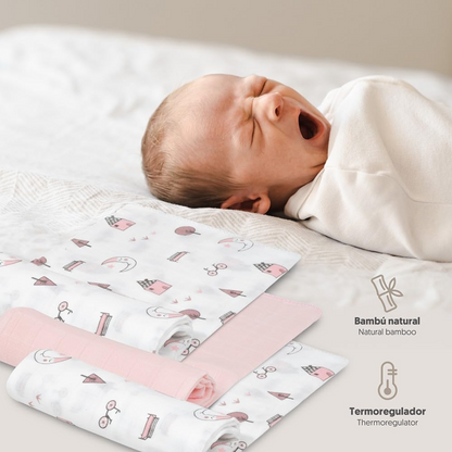 Pături muselină INTERBABY x3 bambus bumbac 55x70cm