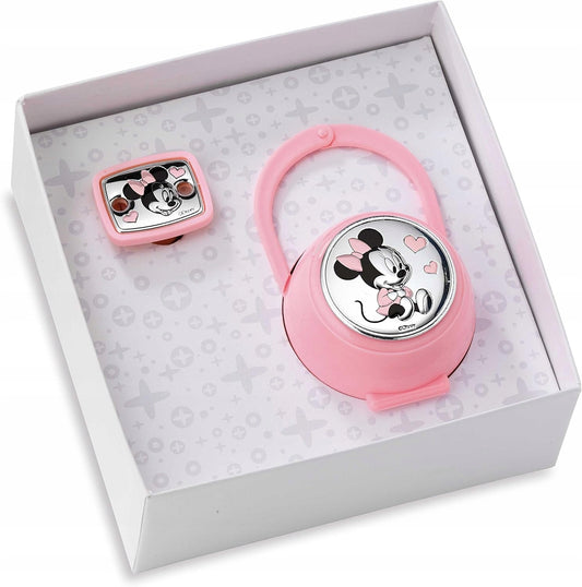 VALENTI DISNEY Minnie cutie pentru suzetă + lanț cu strat PVD (argint)