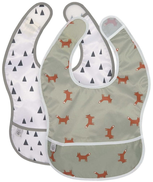LASSIG bavoir en plastique avec velcro et poche x2 6-24mois