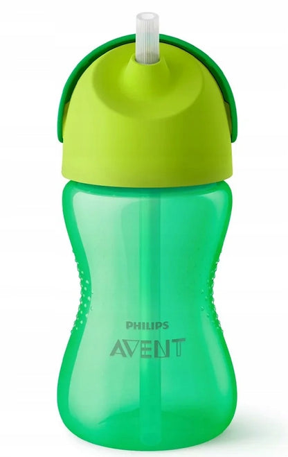 PHILIPS AVENT SCF798/01 kubek niekapek 300 ml 12 m+ zielony z zakrzywioną słomką i osłonką