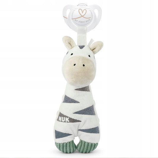 NUK Little Friend suzetă de calmare cu jucărie de pluș ZEBRA 0-6 luni