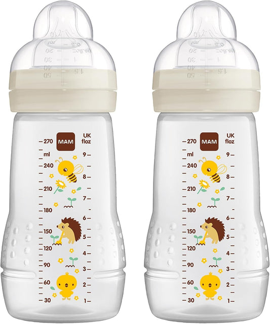 Set de biberoane MAM Easy Active 2×270 ml, vârsta 0+, tetină 1, MEADOW
