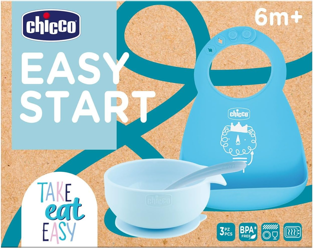 CHICCO Easy Start set silicon bol linguriță bavetă