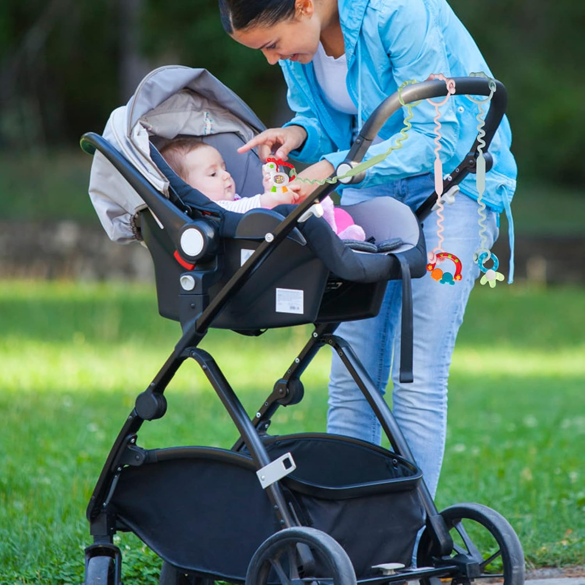 STRAPS FOR BABY suzetă din silicon, lanț pentru suzetă, jucării și inele de dentiție 30 cm
