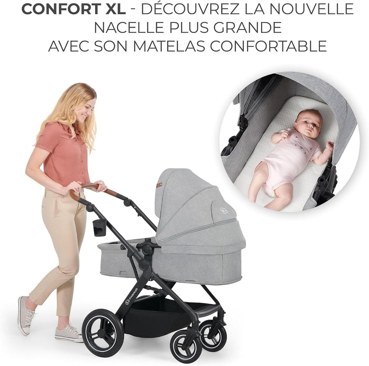 KINDERKRAFT B-TOUR cărucior multifuncțional 3 în 1 până la 22 kg + scoica MINK PRO