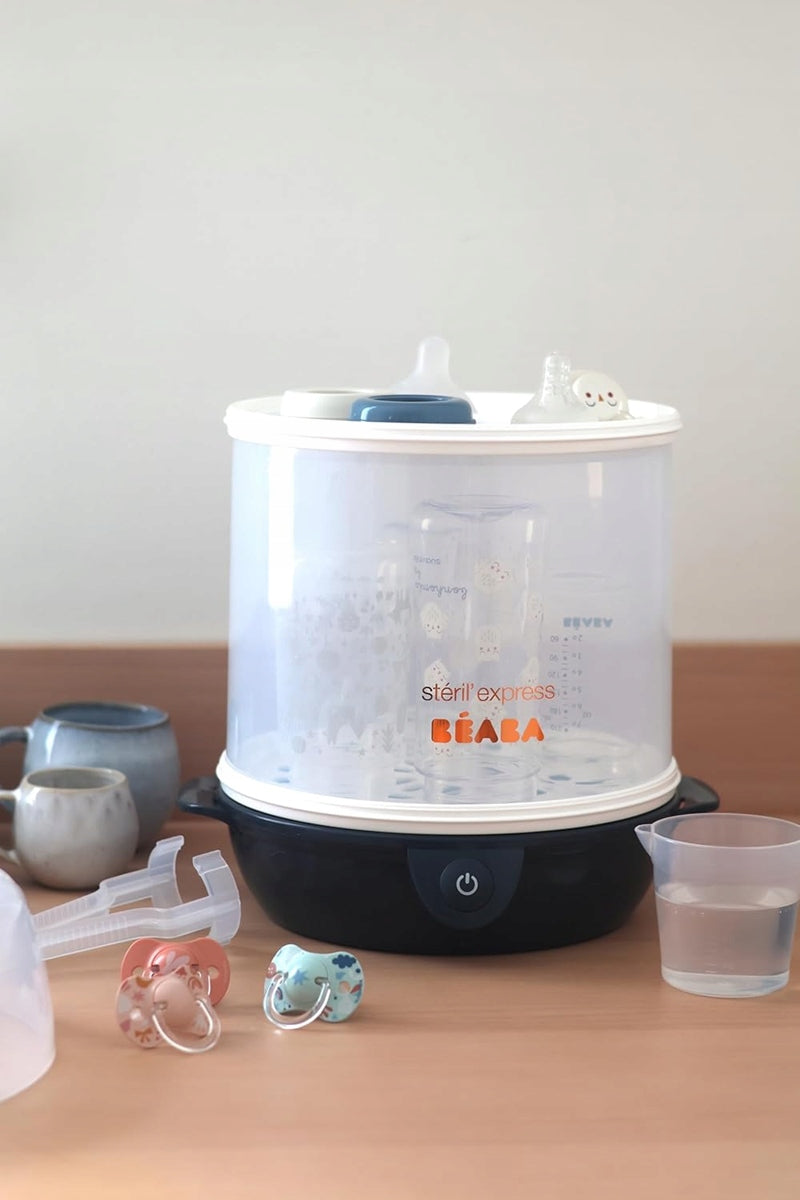 BEABA Steril'Express 2w1 STERILIZATOR CU ABUR + clește și cană de măsurare