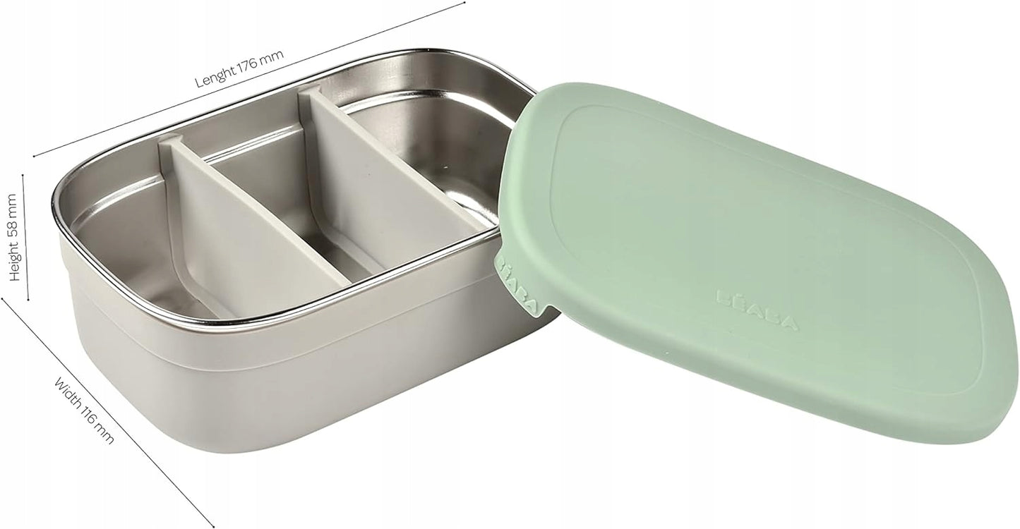 BEABA cutie pentru gustări lunchbox din OȚEL inoxidabil, 760 ml, cu compartimente