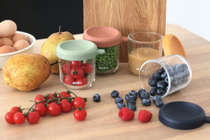 Béaba Sunrise recipiente din sticlă pentru alimente cu închidere 250ml x4