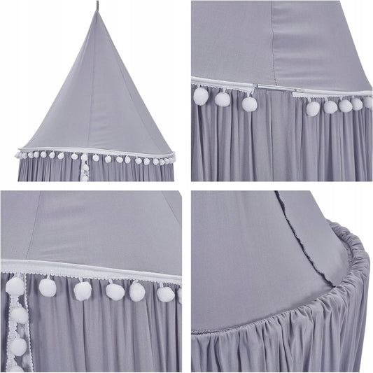 BALDACHIN pe structură cu pompoane 240 cm