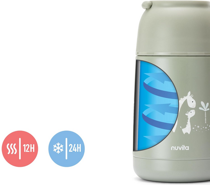 NUVITA 4475 termos pentru alimente din oțel inoxidabil, 620 ml, 0+ GIRAFE