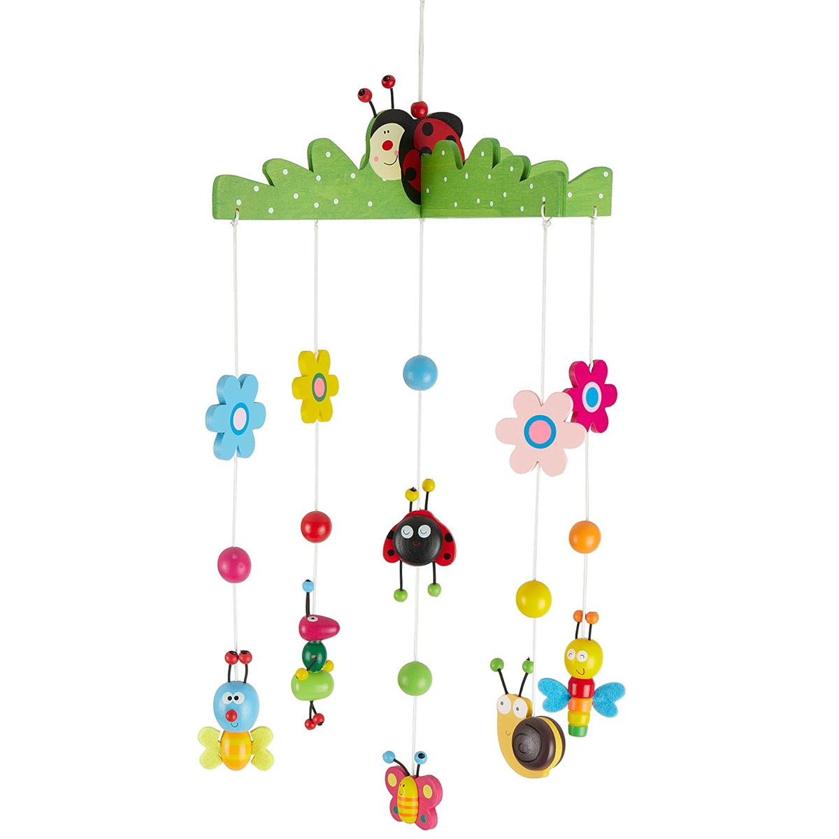 BIECO 3D Flori și Insecte carusel din lemn pentru pătuț 26 x 39 cm