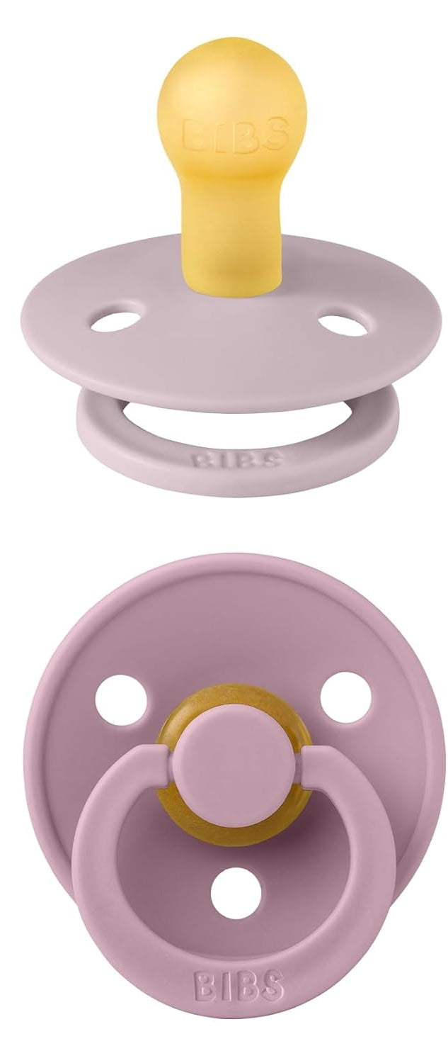 BIBS COLOUR smoczki uspokajające 2pack kauczuk 6msc+ różowy i żółty, klasyczny smoczek BIBS dla niemowląt