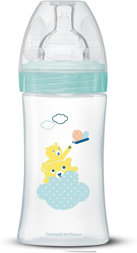 DODIE Sensation+ sticlă 270 ml tetină 2 debit mediu 0-6 luni URSULEȚ și LEU