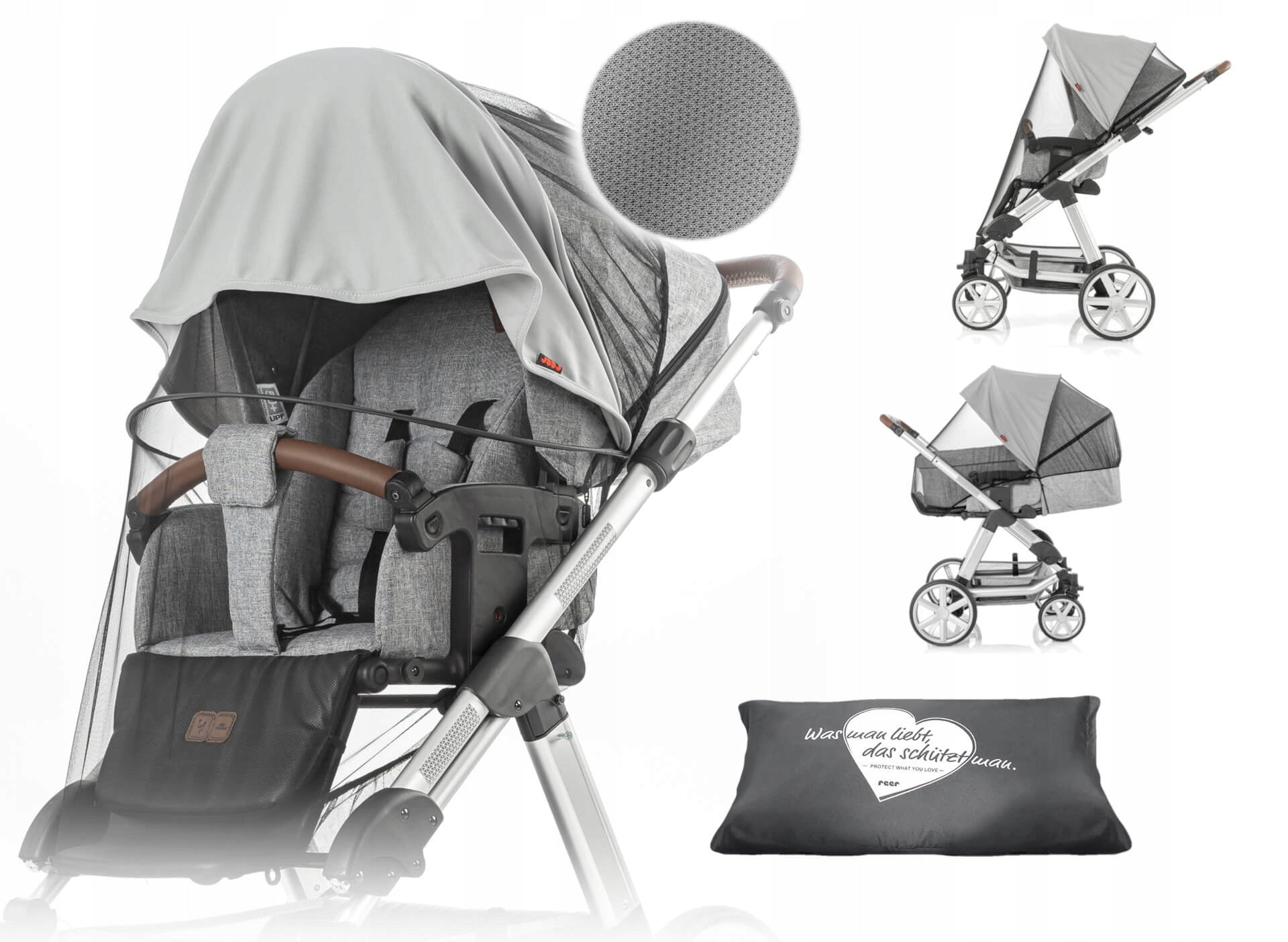 REER ShineSafe mosquito net, 3-in-1 sun canopy