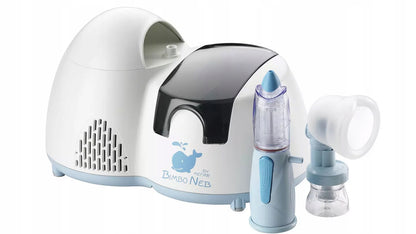BIMBONEB Air Liquide nebulizator irygator Rinowash biało-błękitny 2w1 z akcesoriami, stan powystawowy