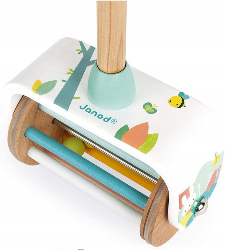 JANOD Pure drewniany pchacz z grzechotką 30 cm