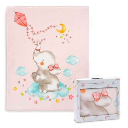 Păturică Interbaby Elefante Cometa roz 110x140 cm
