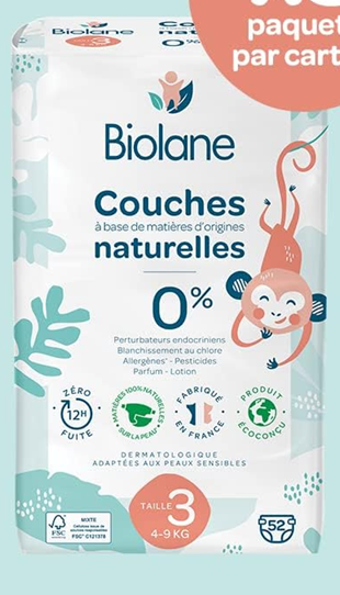 BIOLANE scutece mărimea 3 (4-9kg) x52buc