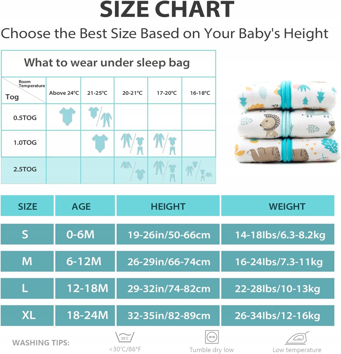 MOSEBEARS 2.5 TOG sleeping bag 12–18 months