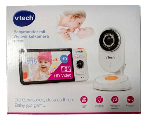 VTECH VM818 HD monitor video pentru bebeluși cu cameră cu unghi larg, ecran LCD de 5"