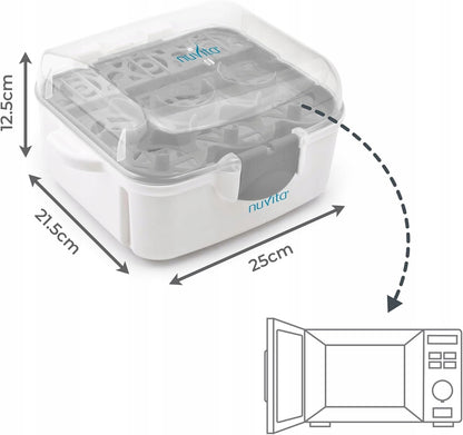 NUVITA 1085 sterilizator cu microunde pentru 3 biberoane și accesorii