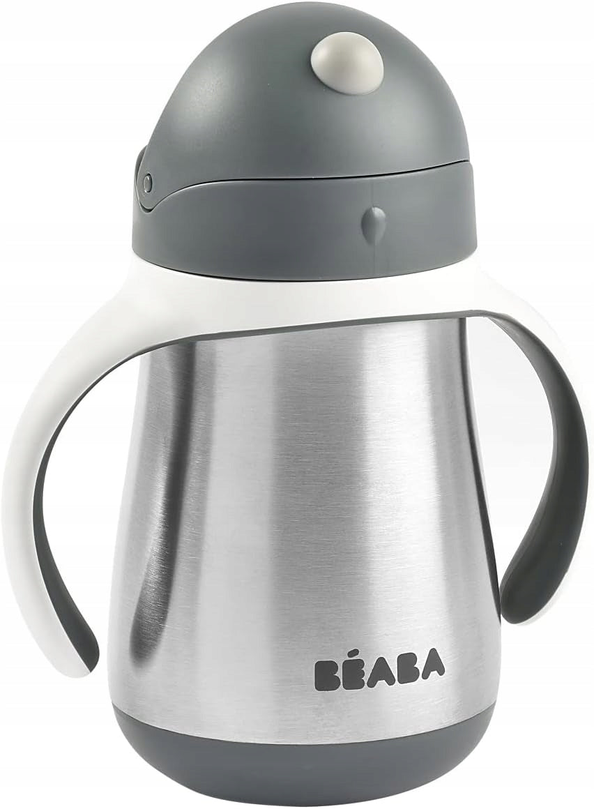 BEABA hrnek s brčkem NELÉVAJÍCÍ NEREZOVÝ 250 ml