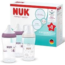 Set de 3 biberoane anticolici NUK Perfect Match, 260 ml, 3m+