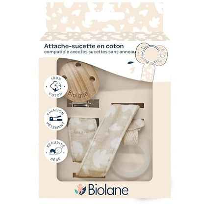 Biolane clemă din bumbac pentru suzetă, cu pandantiv