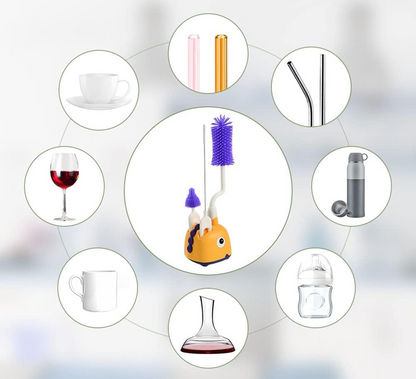 VICLOON 3in1brushes for cleaning bottles, teats and strawscolour yellow/white/purplethe dimensions of the