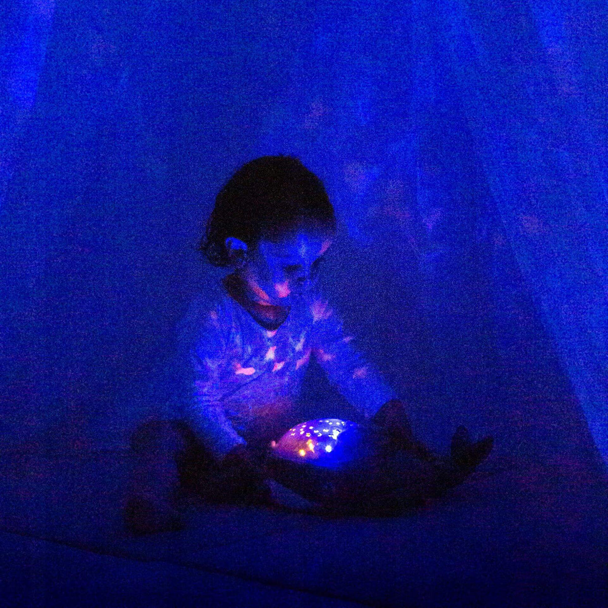 PABOBO Aqua Dream PROJEKTOR z melodią dla dzieci, niebieski projektor z dźwiękami i gwiazdkami