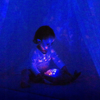 PABOBO Aqua Dream PROJEKTOR z melodią dla dzieci, niebieski projektor z dźwiękami i gwiazdkami