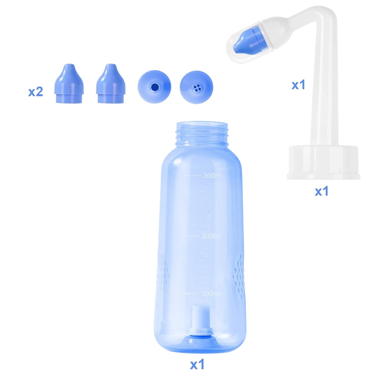 URAQT Neti Poti irrigador nasal para niños y adultos 2 boquillas 300 ml