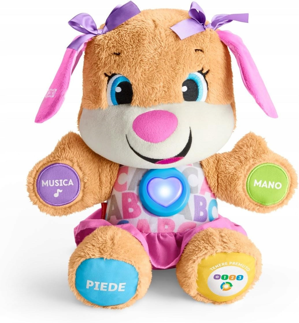 FISHER-PRICE FPP54 siostra szczeniaczka uczniaczka j. włoski pluszowa interaktywna zabawka z dźwiękami