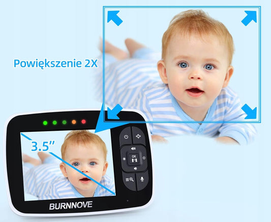 BURNNOVE SM35PTZ zdalnie sterowana niania elektroniczna 3,5" z ekranem LCD i 2x zoom