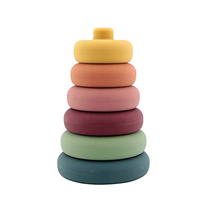 Nuby silicone stacking pyramid tower 6m+ 6 pcs.