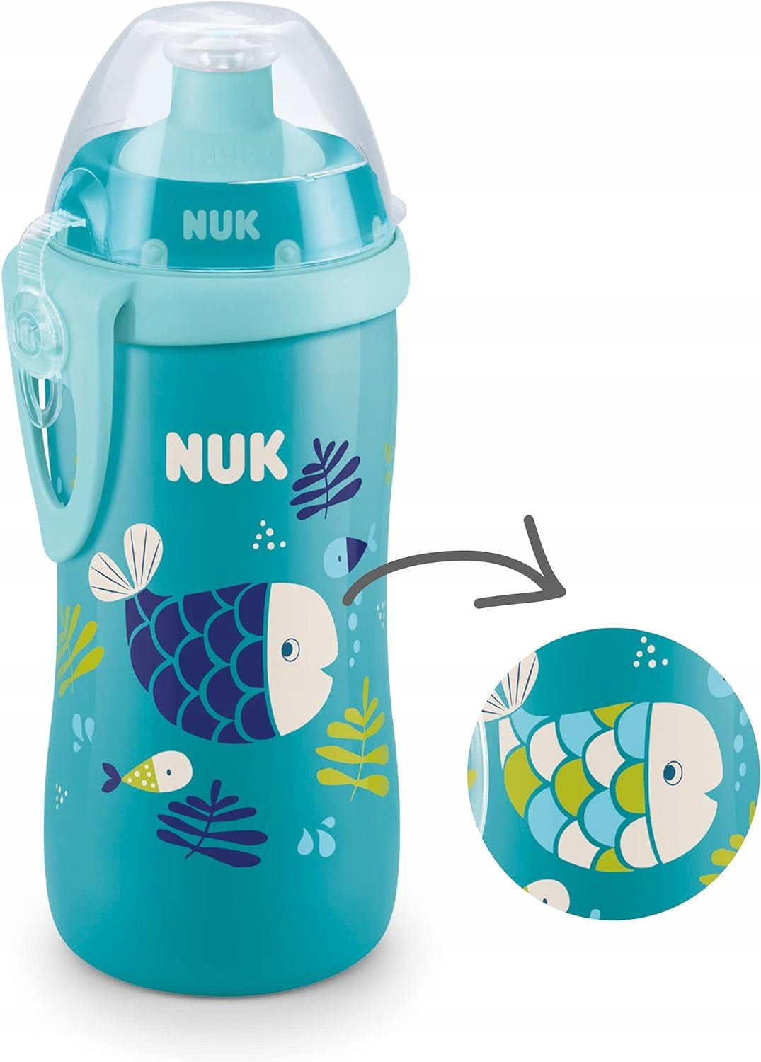 NUK Junior Cup TRINKFLASCHE 18 m+ Push-Pull-Trinktülle 300 ml CHAMÄLEON-EFFEKT
