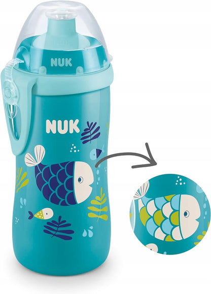 NUK Junior Cup TRINKFLASCHE 18 m+ Push-Pull-Trinktülle 300 ml CHAMÄLEON-EFFEKT