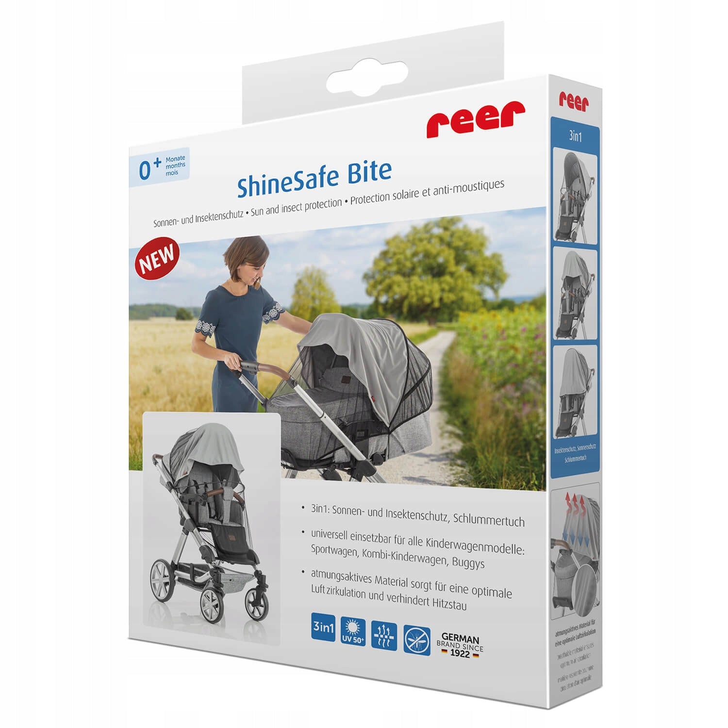REER ShineSafe mosquito net, 3-in-1 sun canopy