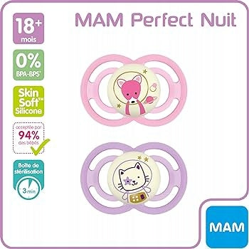 MAM Perfect Night suzetă liniștitoare x2 18luni+ cutie