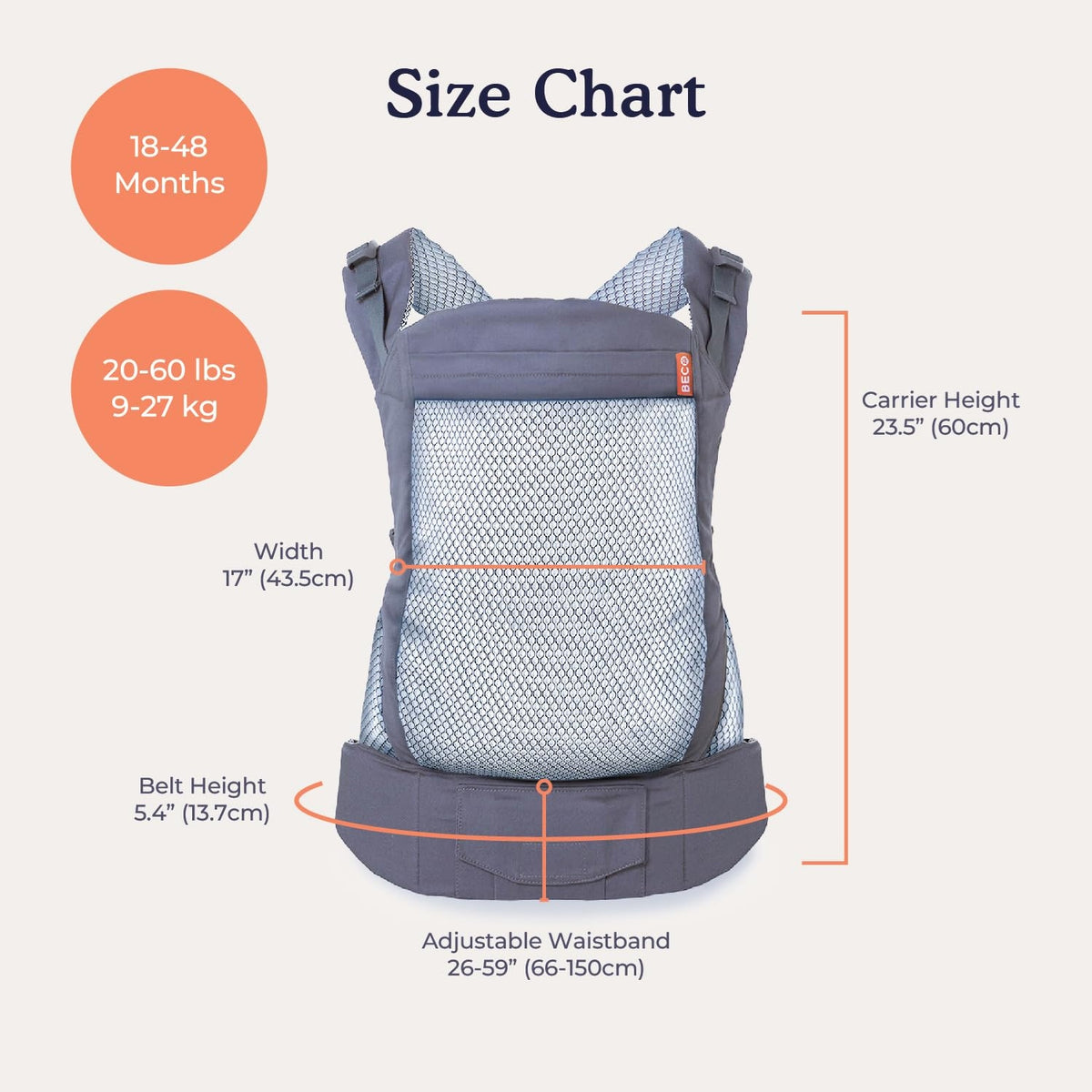 BECO TODDLER marsupiu cu cataramă 9-27kg mesh 3D