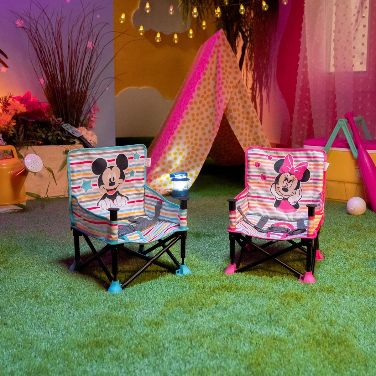 BRIGHT STARTS Minnie Mouse scăunel de masă de călătorie cu blat 3în1