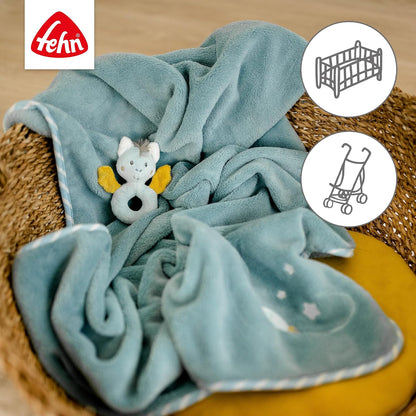 FEHN Kleines Schloss Babydecke 75x100 cm mit Rassel