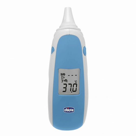 CHICCO Comfort Quick termometru fără contact pentru ureche + 20 de capace și husă