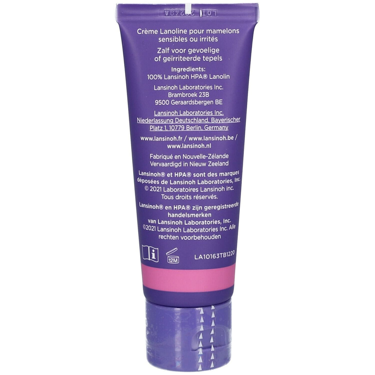 Zdjęcie poglądowe Lansinoh HPA 40 ml — tylna etykieta tubki