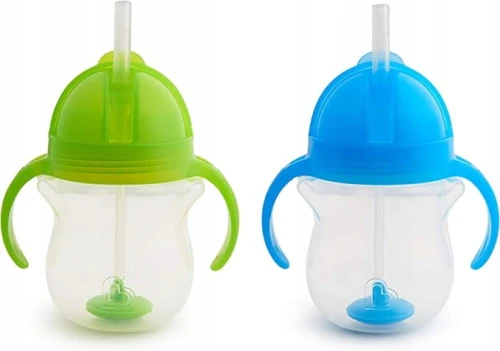 MUNCHKIN Tip&Sip cană anti-vărsare 6luni+ 207ml cu pai ponderat x2